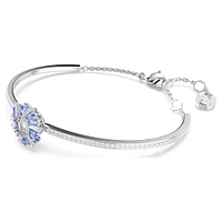 Idyllia bangle, Flower, Blue, Rhodium plated by SWAROVSKI