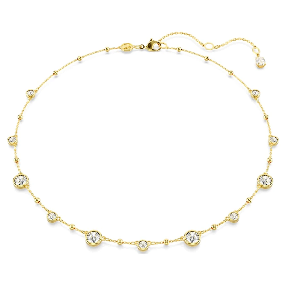 Imber necklace, Round cut, Scattered design, White, Gold-tone plated by SWAROVSKI
