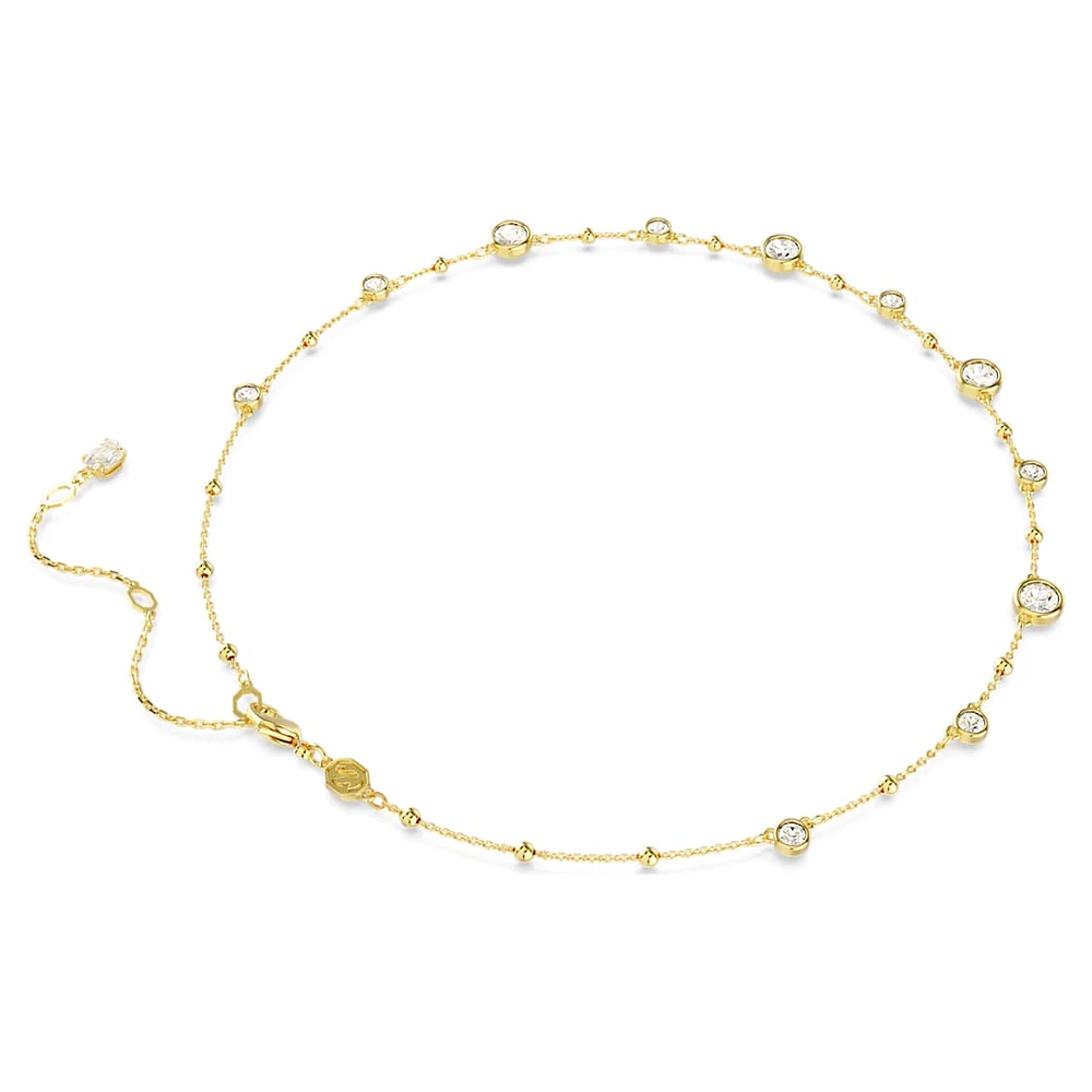 Imber necklace, Round cut, Scattered design, White, Gold-tone plated by SWAROVSKI