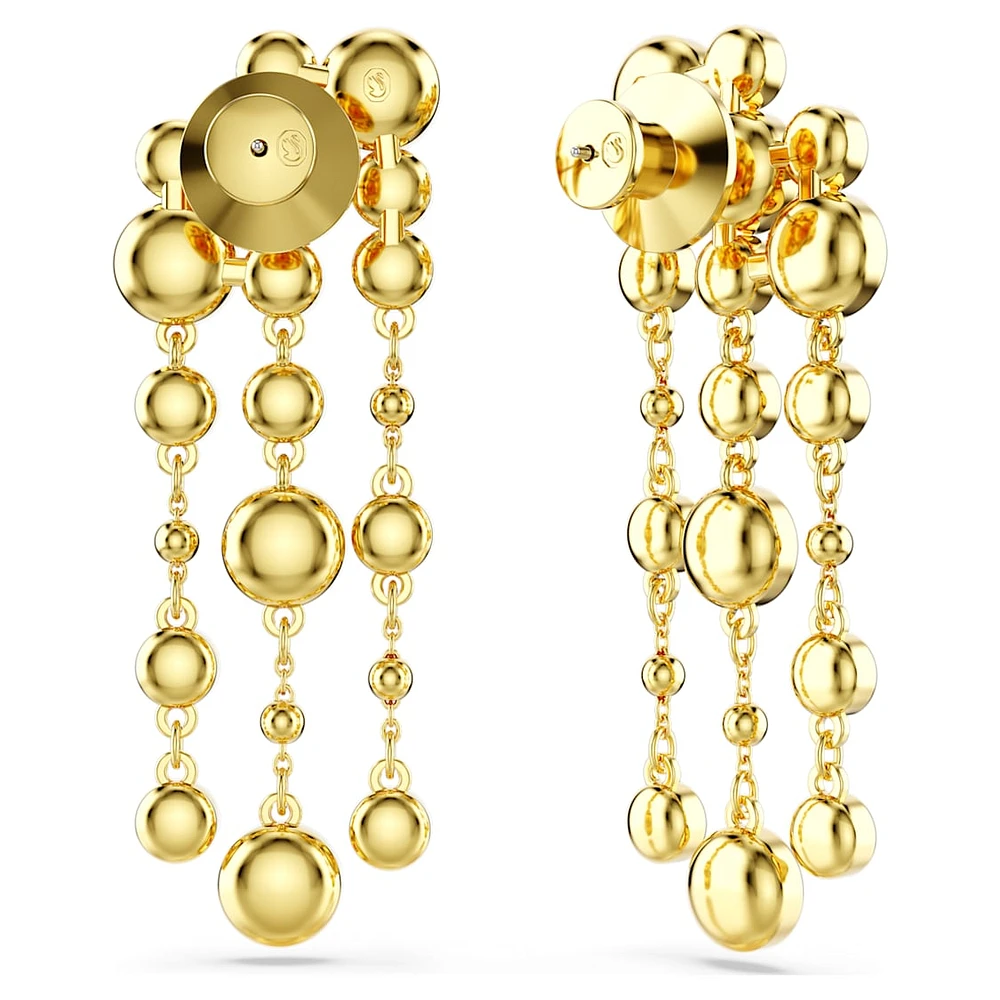 Imber drop earrings, Round cut, Chandelier, White, Gold-tone plated by SWAROVSKI