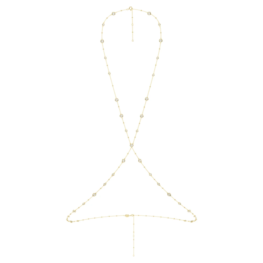 Imber body chain, Round cut, White, Gold-tone plated by SWAROVSKI