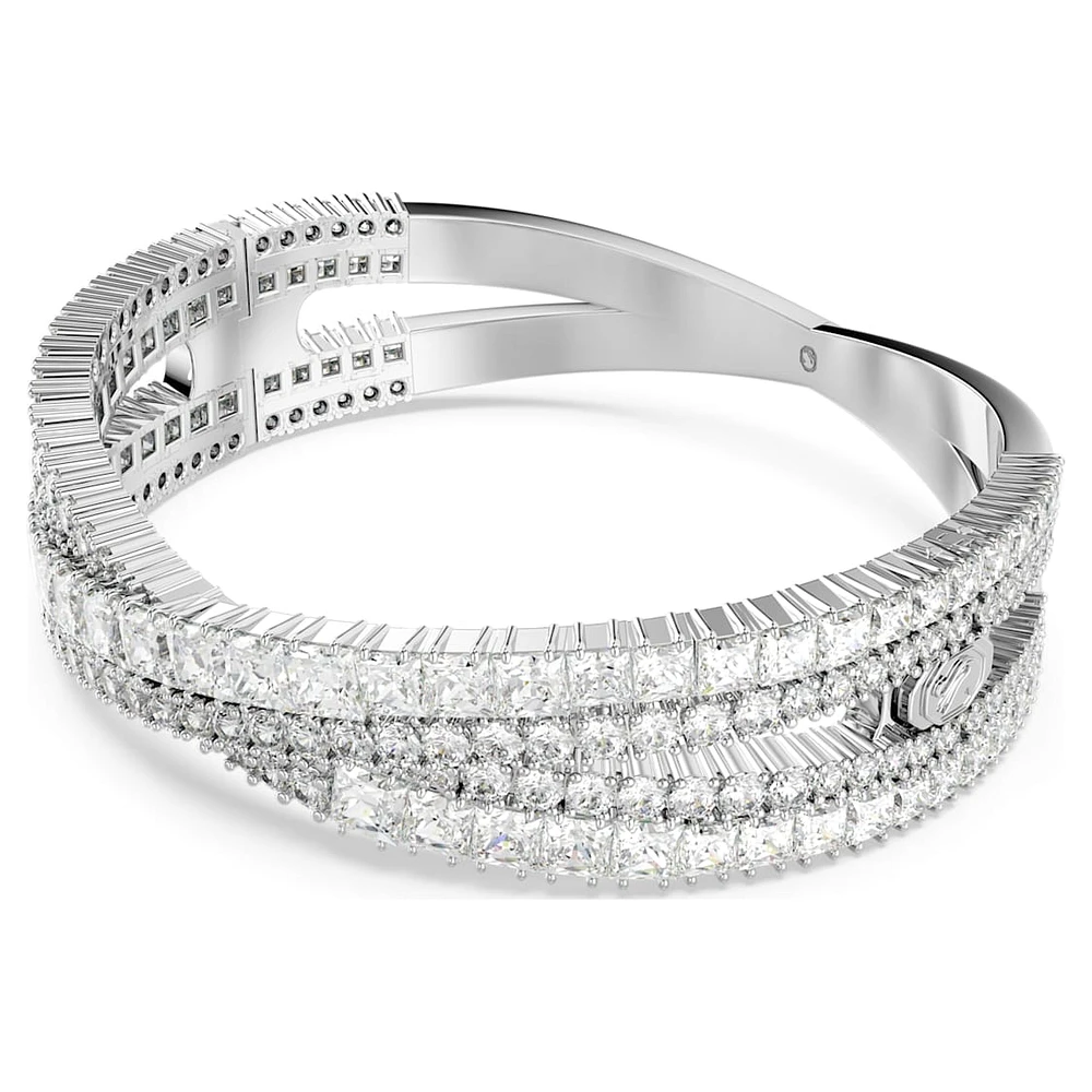 Hyperbola cuff, Mixed cuts, Infinity, White, Rhodium plated by SWAROVSKI