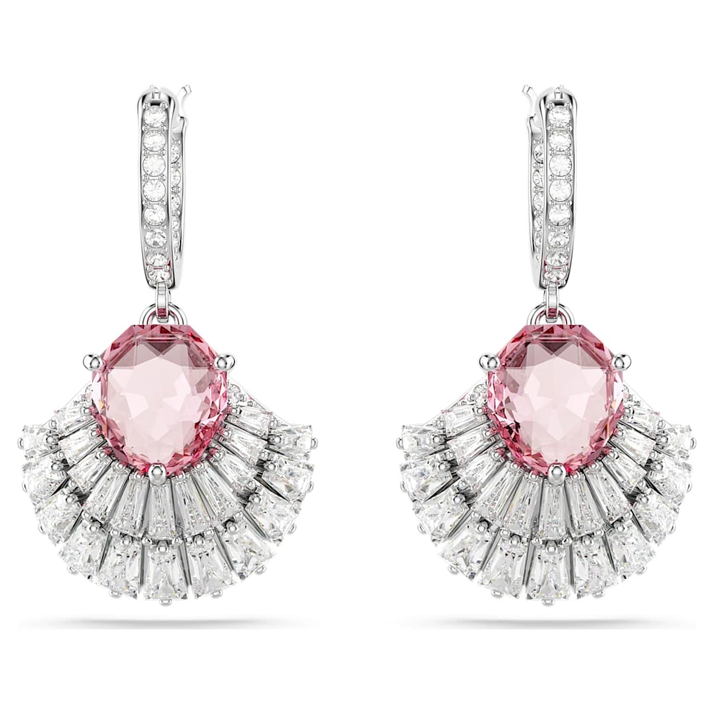 Idyllia drop earrings, Mixed cuts, Shell, Pink, Rhodium plated by SWAROVSKI