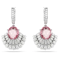 Idyllia drop earrings, Mixed cuts, Shell, Pink, Rhodium plated by SWAROVSKI