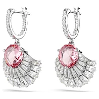Idyllia drop earrings, Mixed cuts, Shell, Pink, Rhodium plated by SWAROVSKI