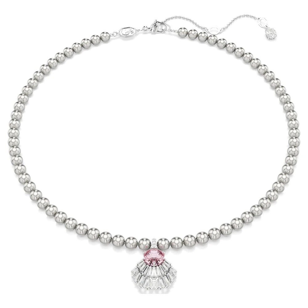 Idyllia pendant, Mixed cuts, Crystal pearls, Shell, Pink, Rhodium plated by SWAROVSKI