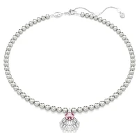 Idyllia pendant, Mixed cuts, Crystal pearls, Shell, Pink, Rhodium plated by SWAROVSKI