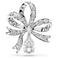 Hyperbola brooch, Bow, White, Rhodium plated by SWAROVSKI