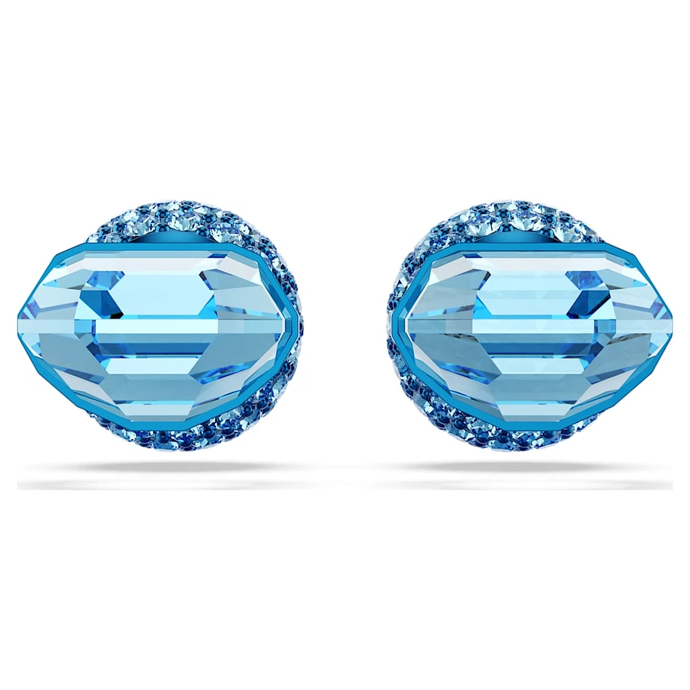 Lucent stud earrings, Pavé, Ball, Blue, Blue finish by SWAROVSKI