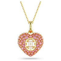 Hyperbola pendant, Octagon cut, Crystal pearls, Heart, Pink, Gold-tone plated by SWAROVSKI