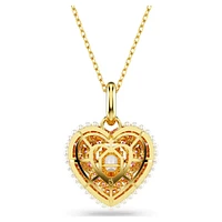Hyperbola pendant, Octagon cut, Crystal pearls, Heart, Pink, Gold-tone plated by SWAROVSKI