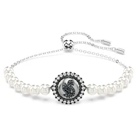 Swan bracelet, Crystal pearl, Swan, Grey, Rhodium plated by SWAROVSKI