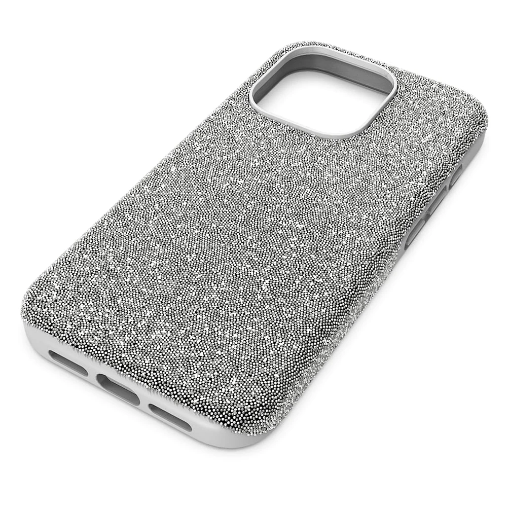 High smartphone case, iPhone® 15 Pro, Silver Tone by SWAROVSKI