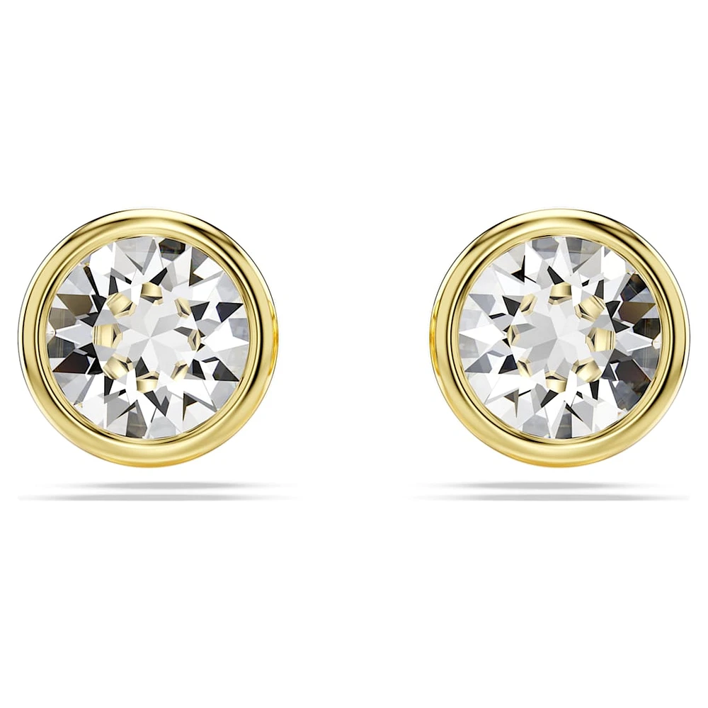 Imber stud earrings, Round cut, White, Gold-tone plated by SWAROVSKI