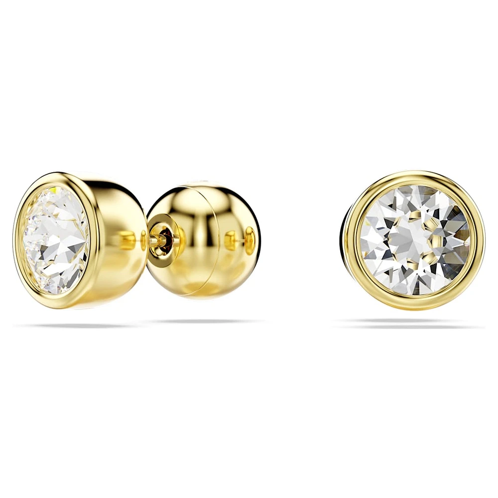 Imber stud earrings, Round cut, White, Gold-tone plated by SWAROVSKI