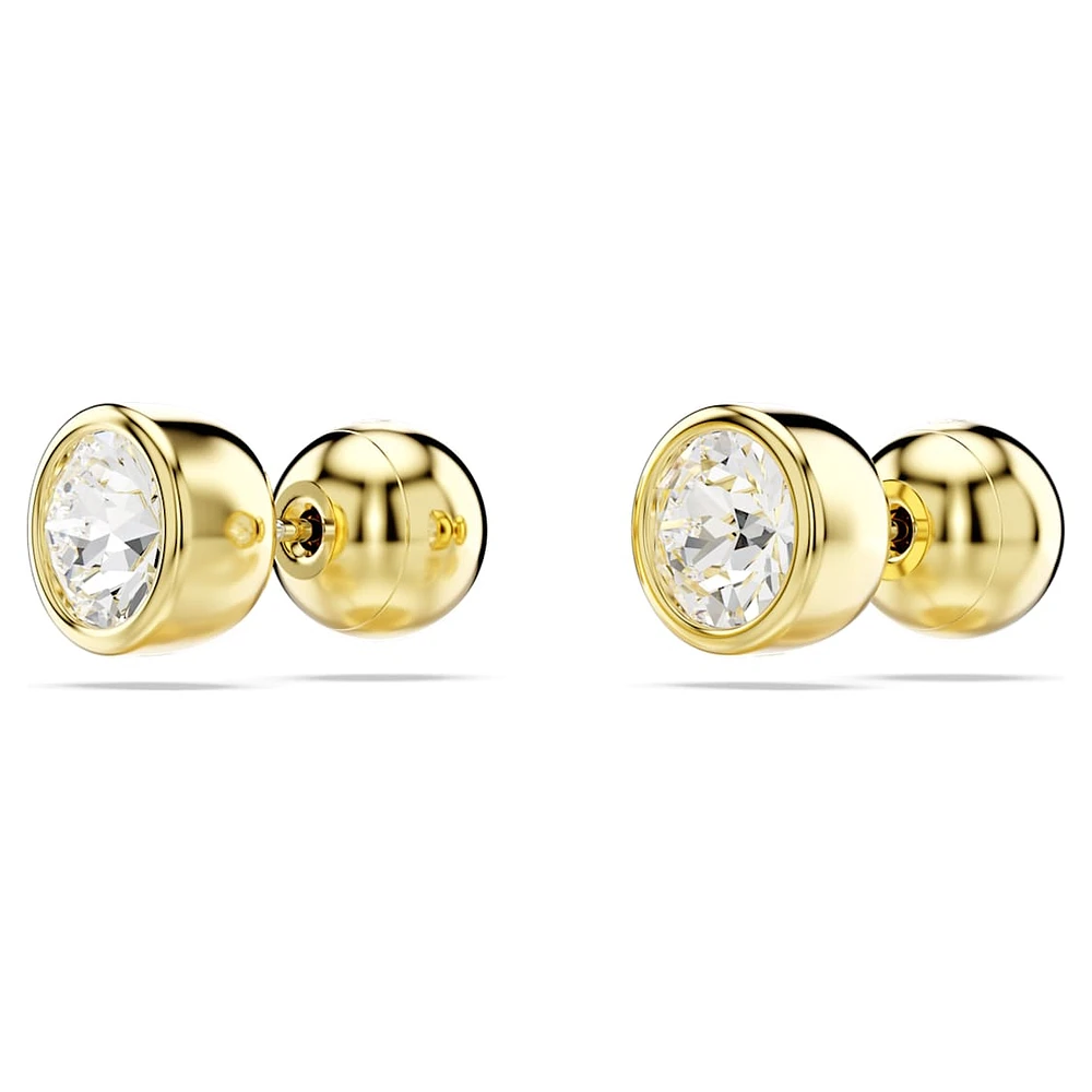 Imber stud earrings, Round cut, White, Gold-tone plated by SWAROVSKI