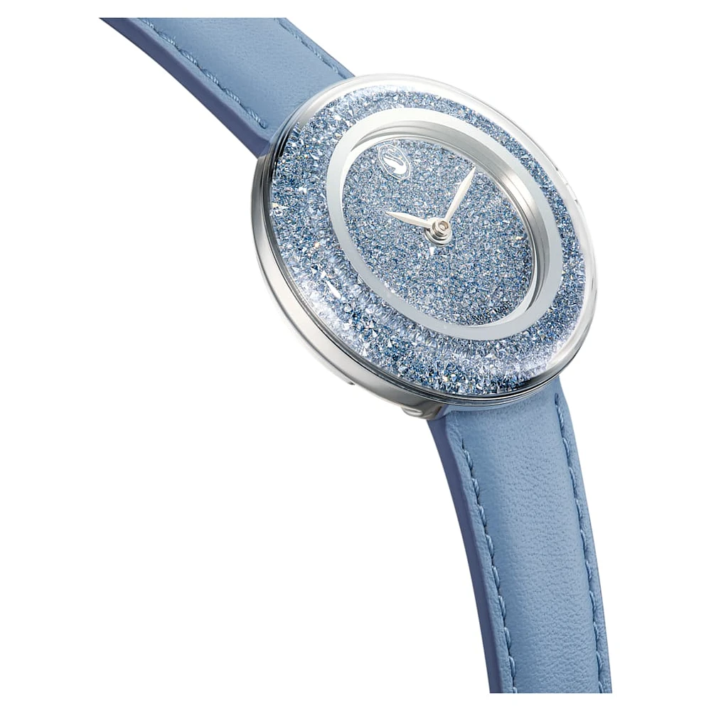 Crystalline Lustre watch, Swiss Made, Leather strap, Blue, Stainless steel by SWAROVSKI
