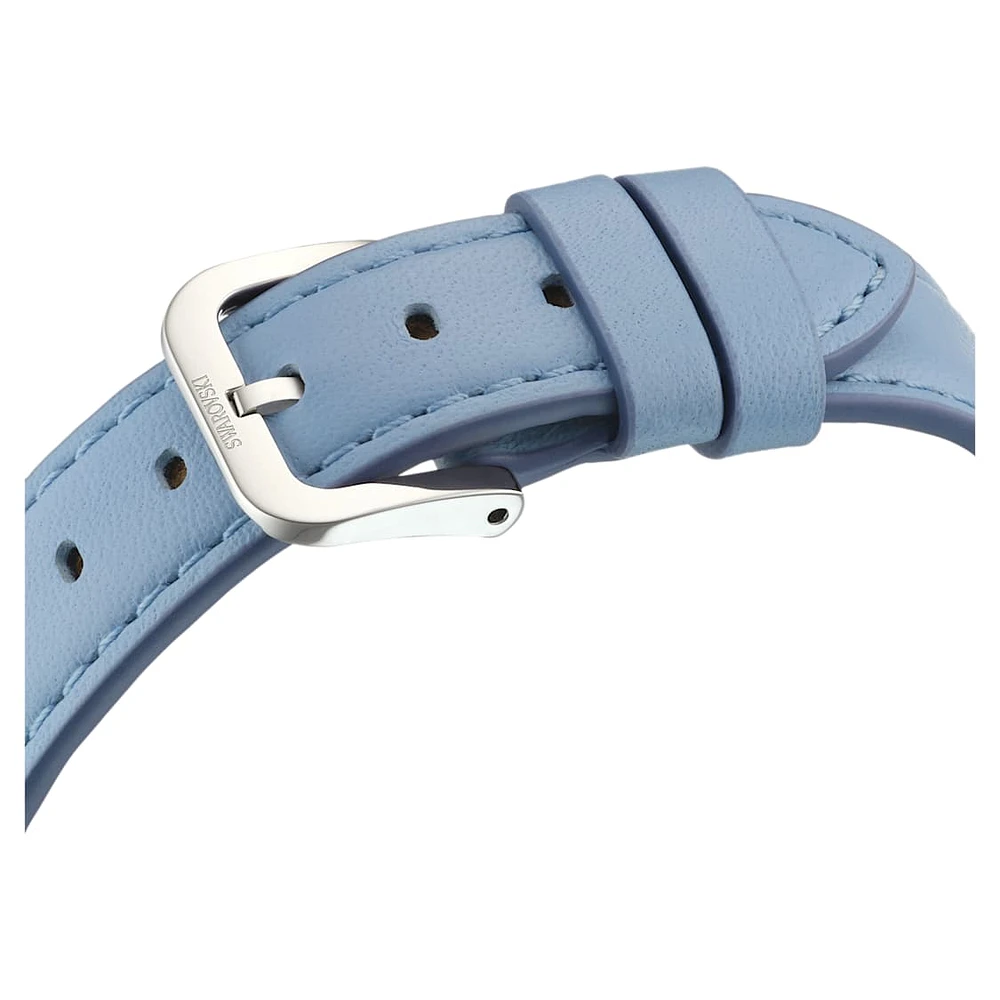 Crystalline Lustre watch, Swiss Made, Leather strap, Blue, Stainless steel by SWAROVSKI