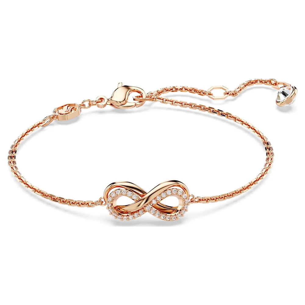 Hyperbola set, Infinity, White, Rose gold-tone plated by SWAROVSKI
