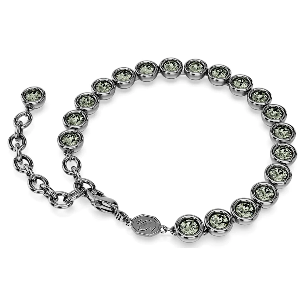 Imber Tennis bracelet, Round cut, Black, Ruthenium plated by SWAROVSKI