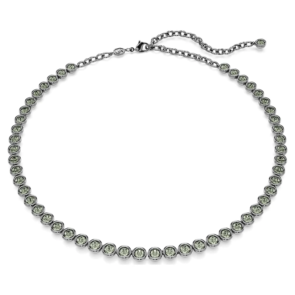 Imber Tennis necklace, Round cut, Grey, Ruthenium plated by SWAROVSKI