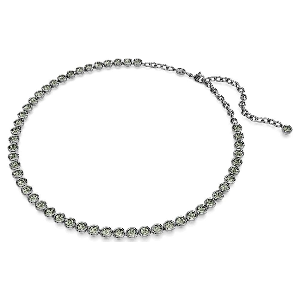 Imber Tennis necklace, Round cut, Grey, Ruthenium plated by SWAROVSKI
