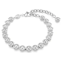 Imber Tennis bracelet, Round cut, White, Rhodium plated by SWAROVSKI