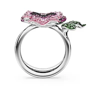 Alice in Wonderland cocktail ring, Flower, Multicoloured, Rhodium plated by SWAROVSKI