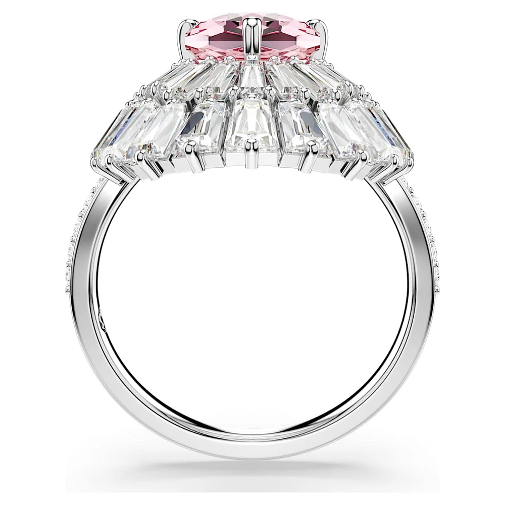 Idyllia cocktail ring, Mixed cuts, Shell, Pink, Rhodium plated by SWAROVSKI