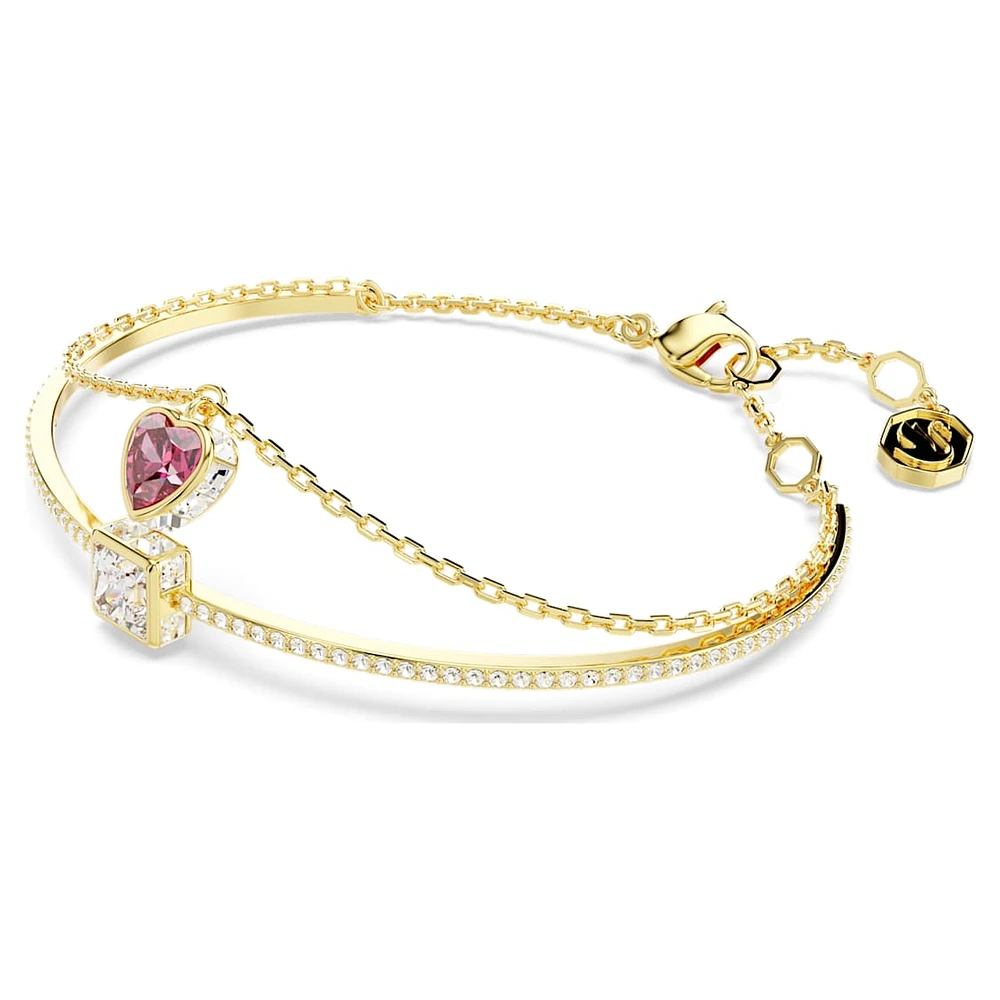 Chroma bangle, Heart, Red, Gold-tone plated by SWAROVSKI