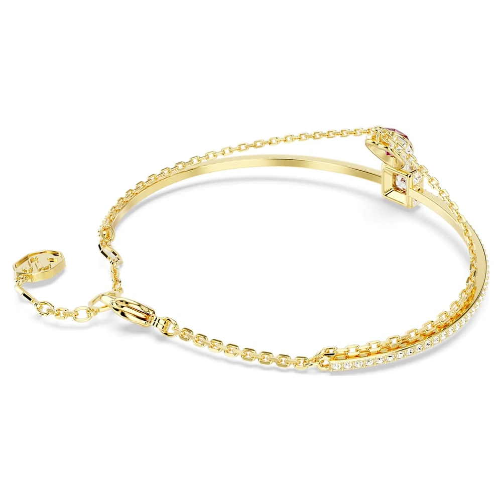 Chroma bangle, Heart, Red, Gold-tone plated by SWAROVSKI