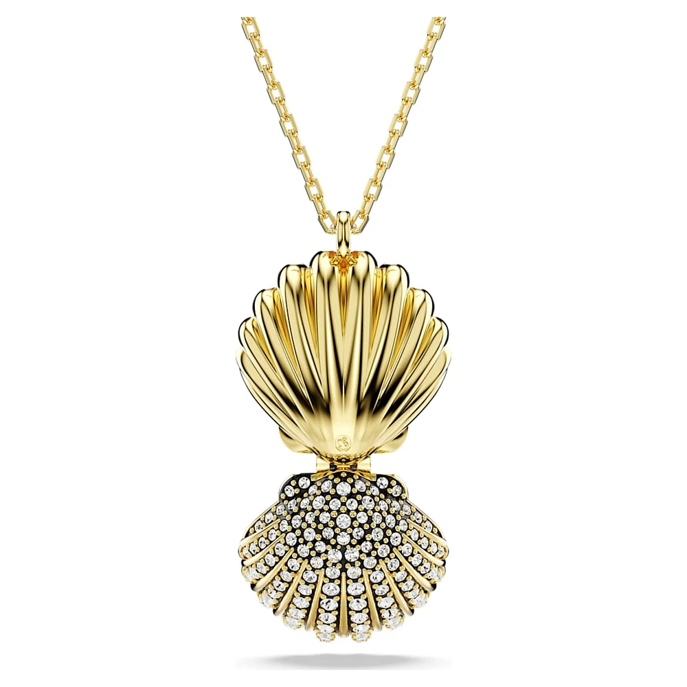 Idyllia pendant, Crystal pearl, Shell, White, Gold-tone plated by SWAROVSKI