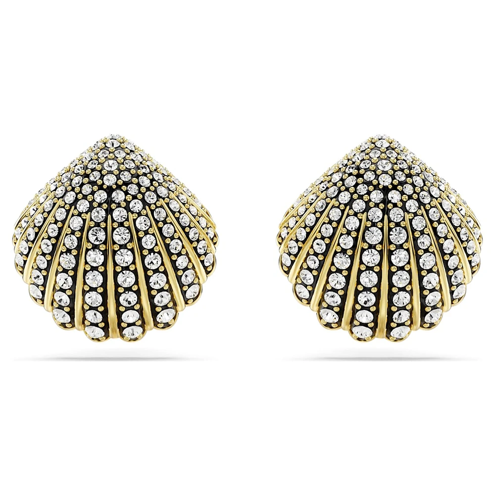 Idyllia stud earrings, Shell, White, Gold-tone plated by SWAROVSKI