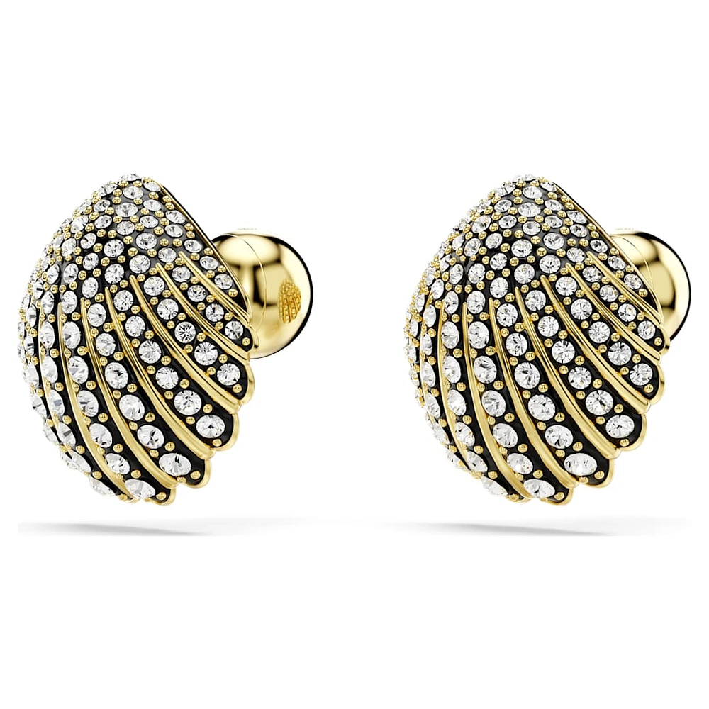 Idyllia stud earrings, Shell, White, Gold-tone plated by SWAROVSKI
