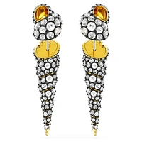 Idyllia drop earrings, Asymmetrical design, Round cut, Shell, White, Mixed metal finish by SWAROVSKI