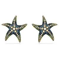 Idyllia stud earrings, Crystal pearl, Starfish, Larges, Multicoloured, Gold-tone plated by SWAROVSKI
