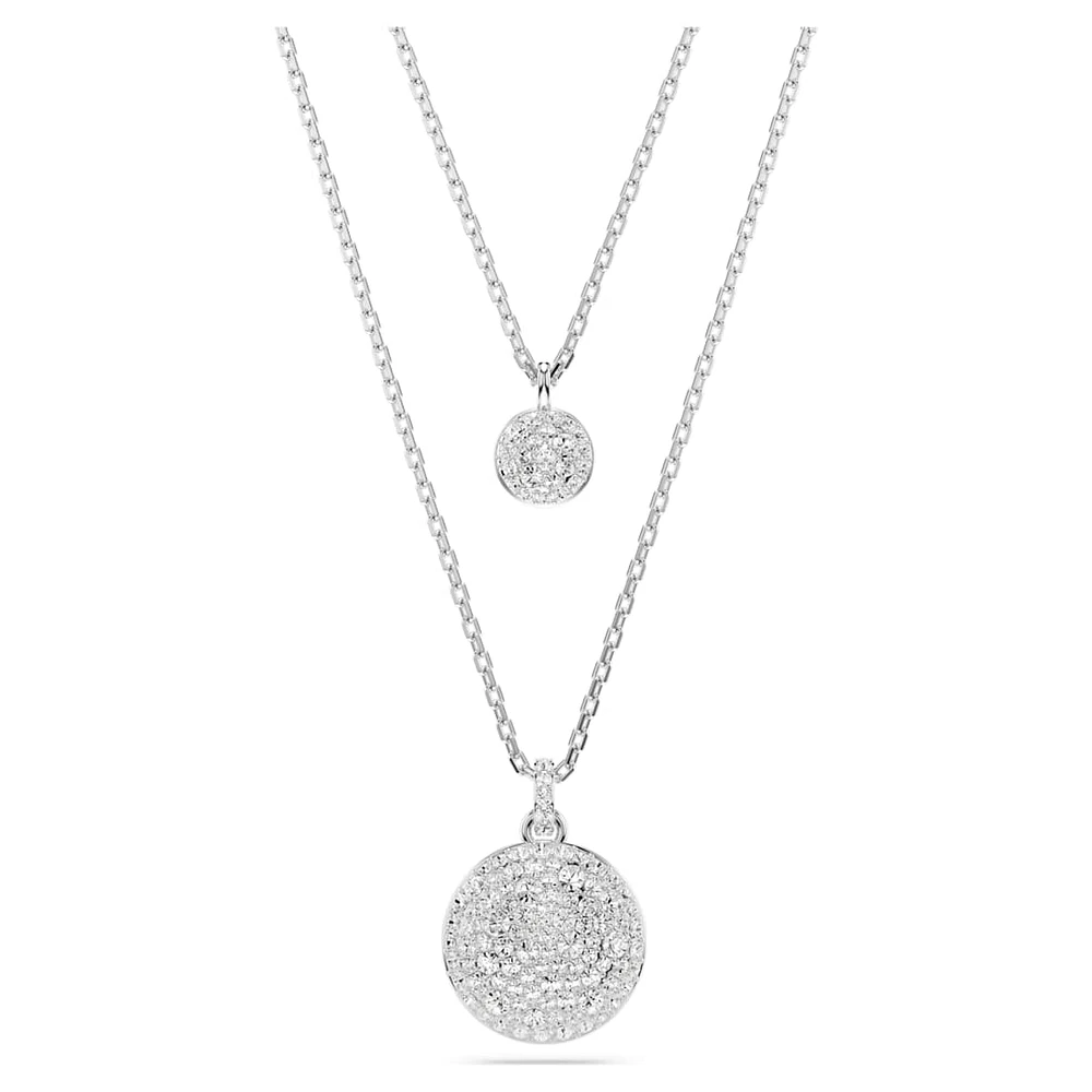 Sublima layered pendant, White, Rhodium plated by SWAROVSKI