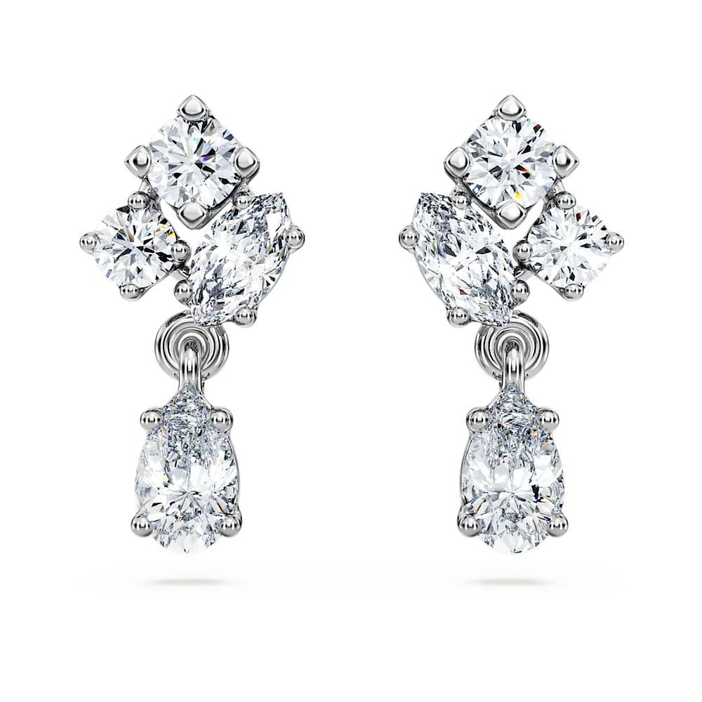Galaxy drop earrings, Lab-grown diamonds 0.75 ct tw, Mixed shapes, 14K white gold by SWAROVSKI