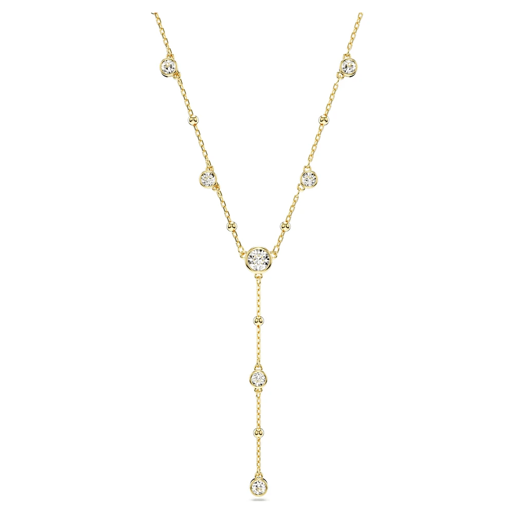 Imber Y necklace, Round cut, White, Gold-tone plated by SWAROVSKI