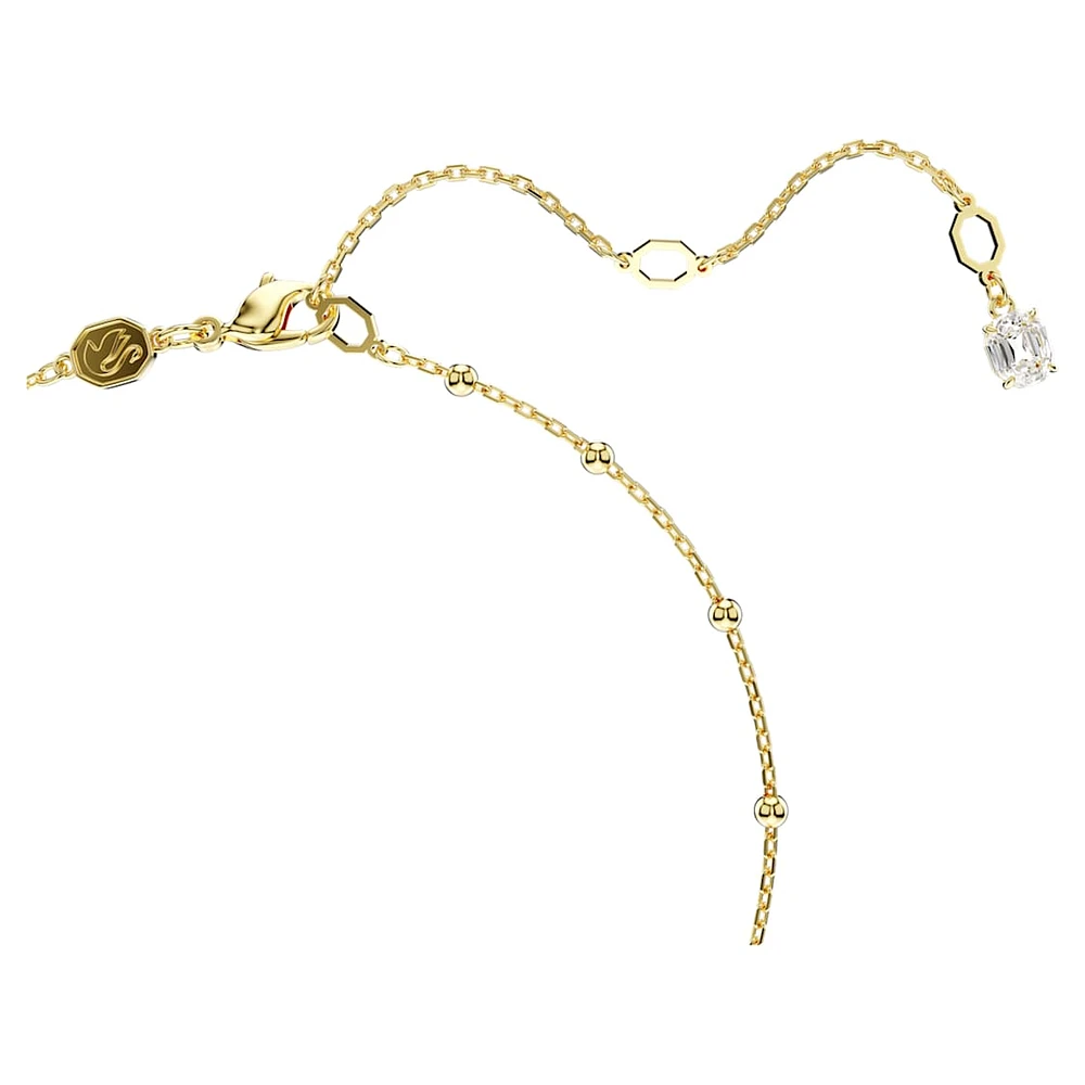 Imber Y necklace, Round cut, White, Gold-tone plated by SWAROVSKI