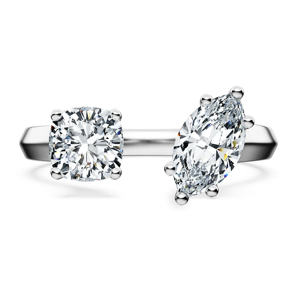 Galaxy open ring, Lab-grown diamonds 1 ct tw, Mixed shapes, 14K white gold by SWAROVSKI