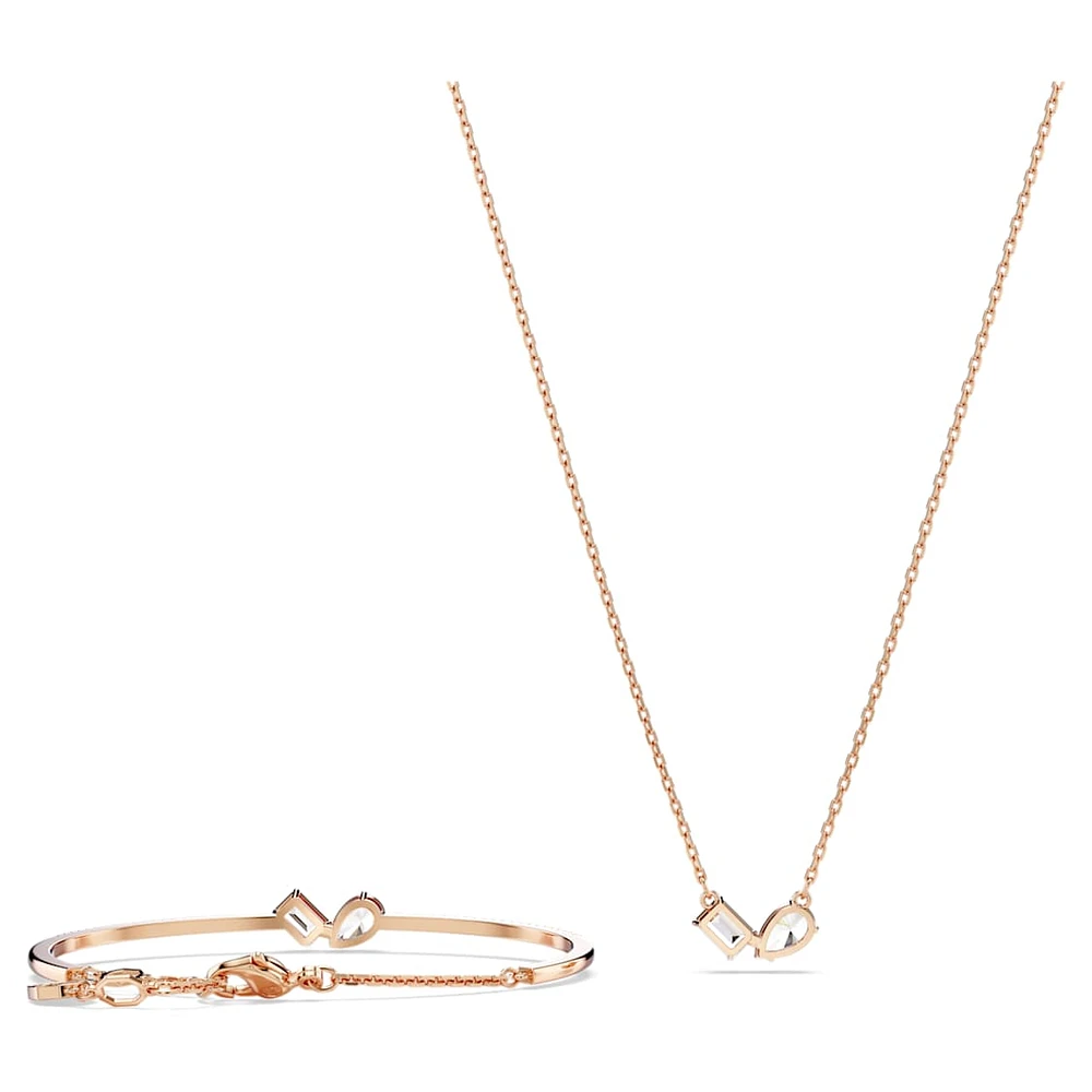 Mesmera set, Mixed cuts, White, Rose gold-tone plated by SWAROVSKI