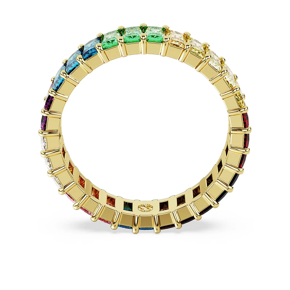 Matrix ring, Baguette cut, Multicoloured, Gold-tone plated by SWAROVSKI