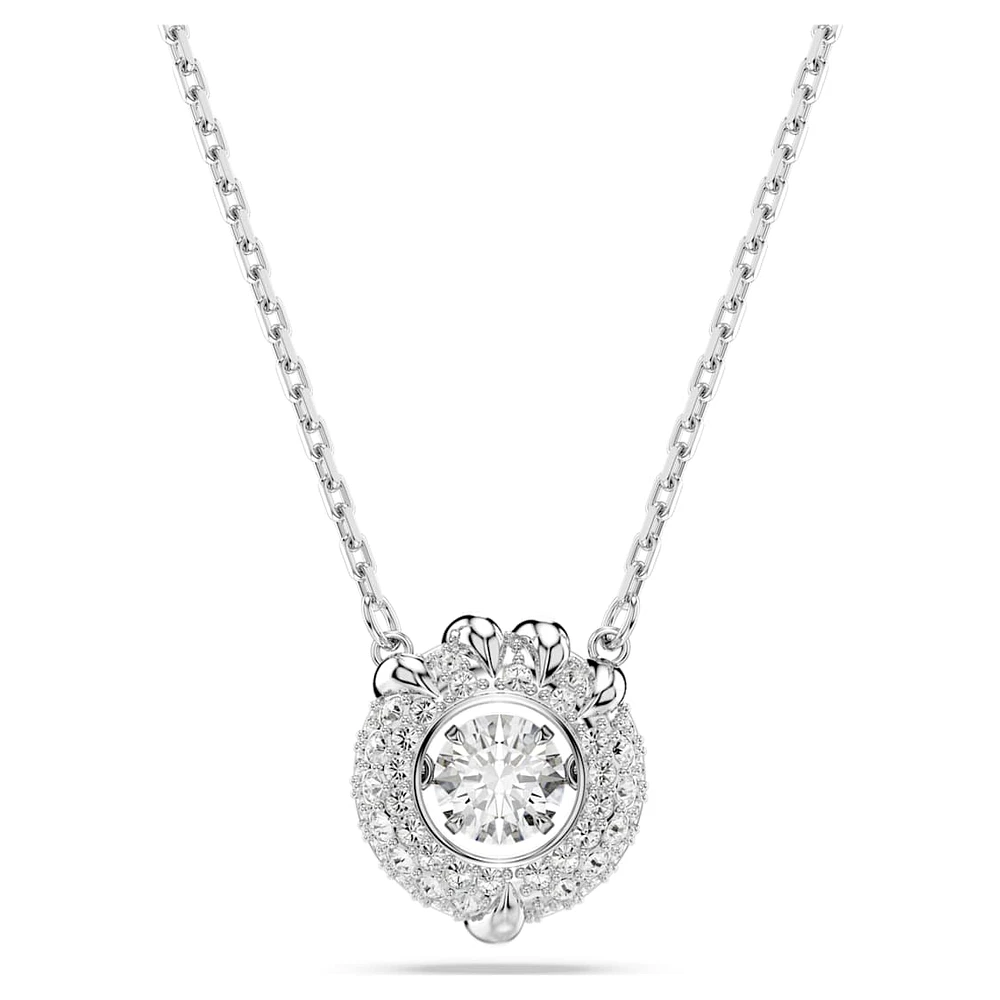 Dragon & Phoenix pendant, Dragon’s claw, White, Rhodium plated by SWAROVSKI