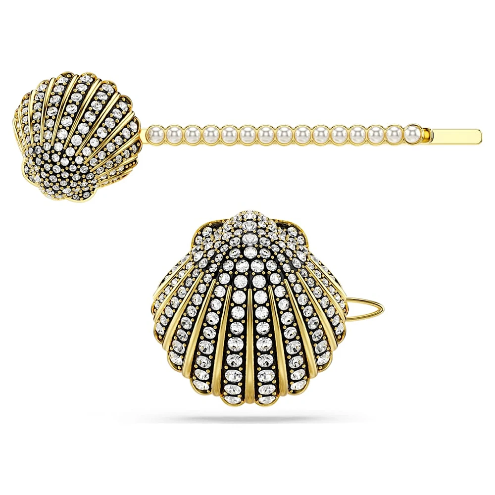 Idyllia hair pin, Set (2), Shell, White, Mixed metal finish by SWAROVSKI