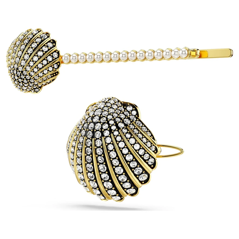 Idyllia hair pin, Set (2), Shell, White, Mixed metal finish by SWAROVSKI
