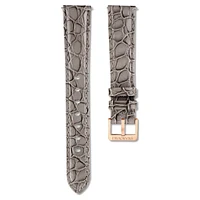 Watch strap, 16 mm (0.63") width, Leather with stitching, Gray by SWAROVSKI