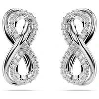 Hyperbola stud earrings, Infinity, White, Rhodium plated by SWAROVSKI