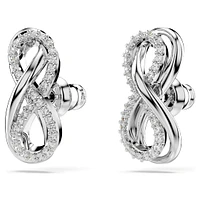 Hyperbola stud earrings, Infinity, White, Rhodium plated by SWAROVSKI