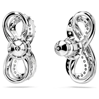 Hyperbola stud earrings, Infinity, White, Rhodium plated by SWAROVSKI